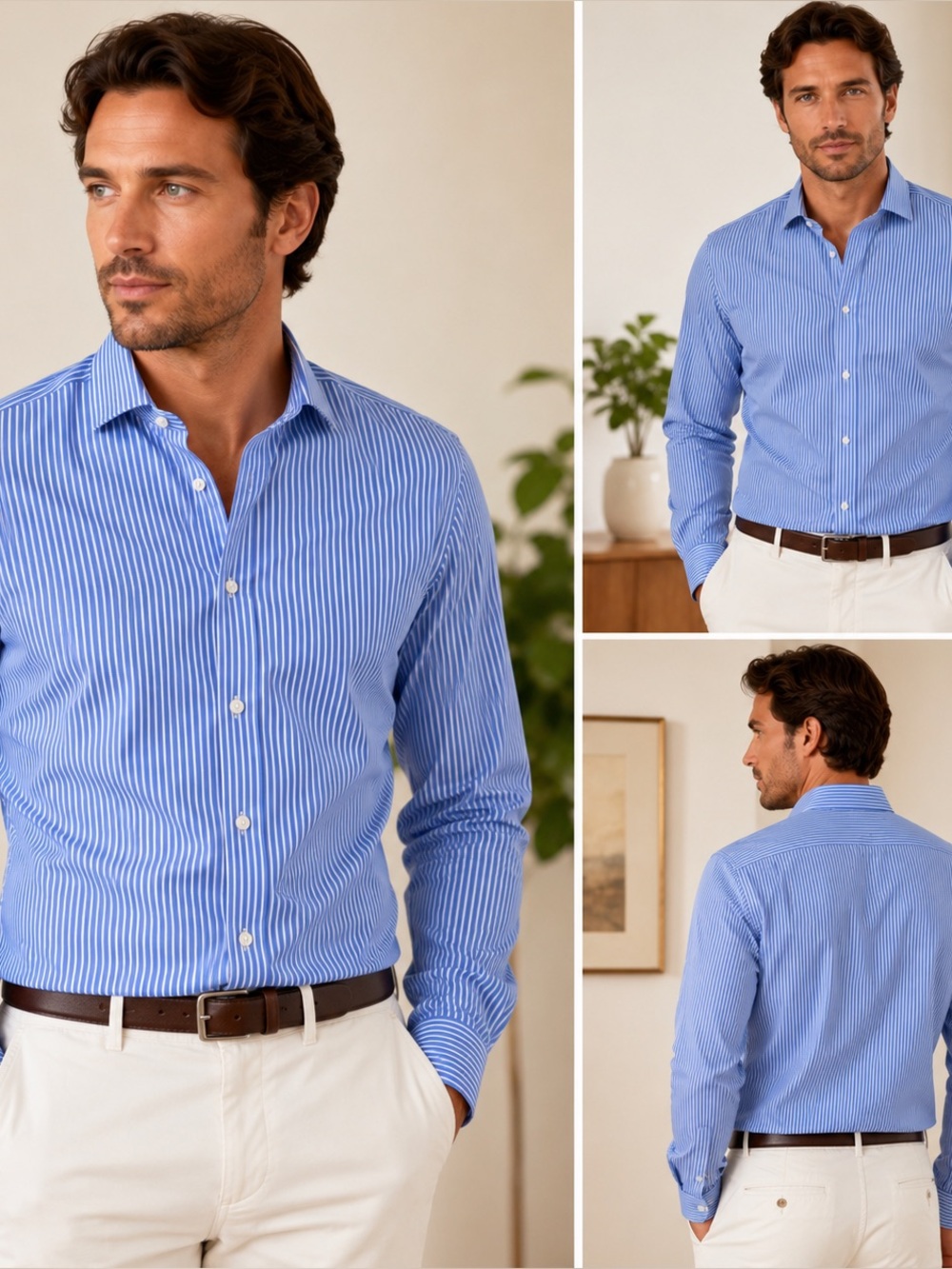 Ralph Lauren Black Label Blue and White Pinstripe Dress Shirt 15.5